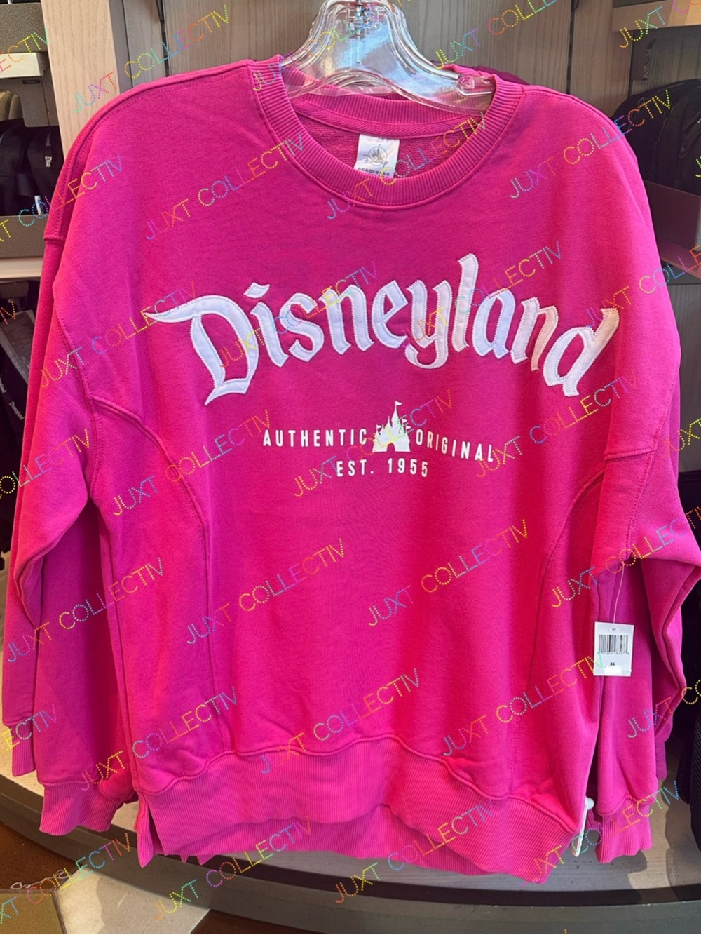 Disneyland Logo Authentic Original Castle Pink Embroidered Pullover Sweatshirt